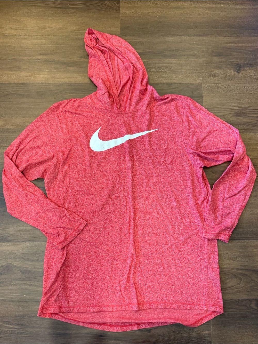Nike Men’s Heather Red Lightweight Hoodie with White Swoosh
